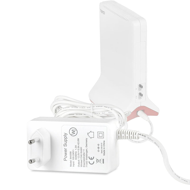 Wicked Chili 12 V / 3.5 A Power Supply 3 m Long Cable Compatible with AVM | Fritz!Box Router, Fritz WLAN Repeater (AX, DSL, Cable, LTE) Telekom Speedport Smart, Plug Power Supply Extension 300 cm