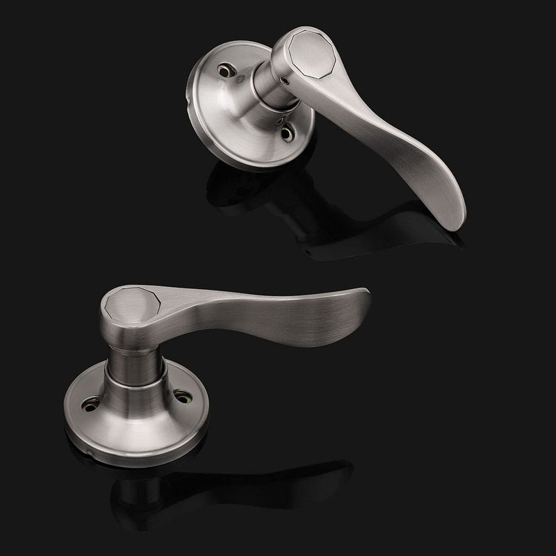 Gobrico 2 Pack Satin Nickel Dummy Wave Door Levers, No-Turning Interior Door Handles, 1 Left-Handed and 1 Right-Handed Door Knob 1 Pack