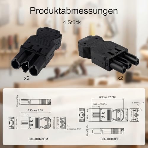 Inlet Plug 4 Pieces Compatible with Wieland GST18 for LED Light Strips