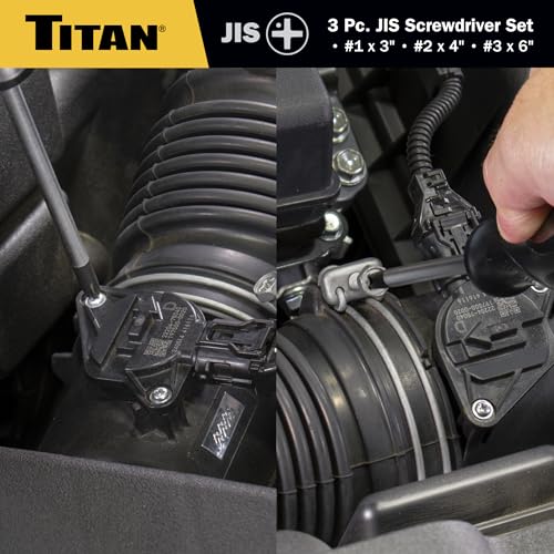 Titan 65885 3-piece JIS screwdriver set with magnetic tips, sizes #1, #2, and #3 for Japanese standard screws