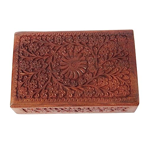 Jewellery Box for Women Wooden Jewel Organizer Hand Carved Jewellery box, Wooden Jewelry Organizer box, Vanity Jewelry Boxes for Women, Handmade wood box (12 x 8 Inch) 12 x 8 Inch