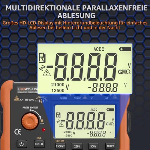 VICTOR VC60B+ Digital Insulation Resistance Tester Megohm Meter DC250/500/1000V AC750V Orange with Black by VICTOR