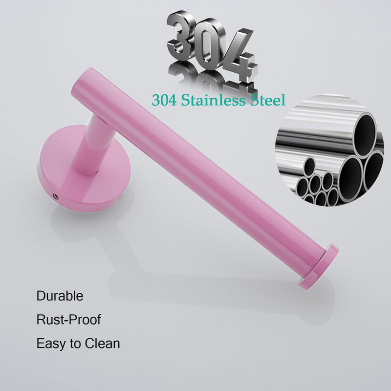 Pink Toilet Paper Holder -Sturdy Round Toilet Paper Holder Wall Mount for Bathroom, Premium SUS 304 Stainless Steel Toilet Paper Roll Holder,Drilling,Pink,96006-6PK Pink