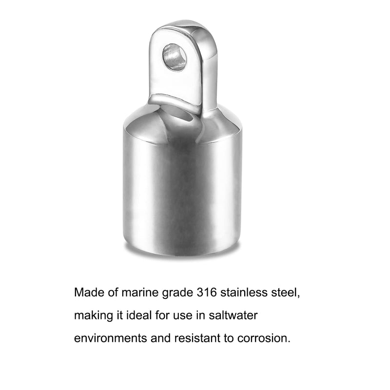 TINGZHIGO 2 Pcs 316 Stainless Steel Bimini Top Eye End Cap Fits 3/4" or 7/8" or 1" or 1-1/4" (4 Sizes) Round Tubing, Heavy Duty Marine Bimini Top Fitting Hardware 1-1/4 inch