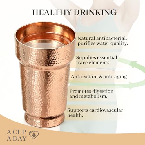 20 oz Pure Copper Cup for Drinking, Thick 2mm Solid Copper Mug, Hand-Hammered Tall Tumbler for Ayurvedic Water & Moscow Mule, Cold-Retentive Copper Glass for Cocktails, Bar & Gift