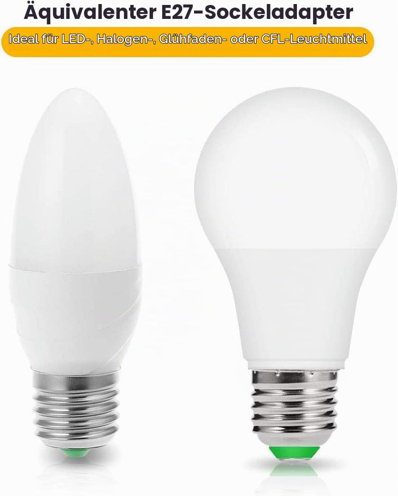 E14 to E27 LED Bulbs Socket Adapter, Lamp Holder Converter, Nickel Plated Iron, Edison Screw Adapter Converter, for LED Lamp, Incandescent Lamp, 230 V, Not Dimmable, Pack of 6 Standard