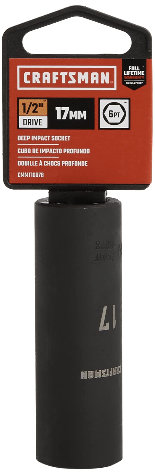 [Australia - AusPower] - CRAFTSMAN Deep Impact Socket, Metric, 1/2-Inch Drive, 17mm (CMMT16078) 17 MM 