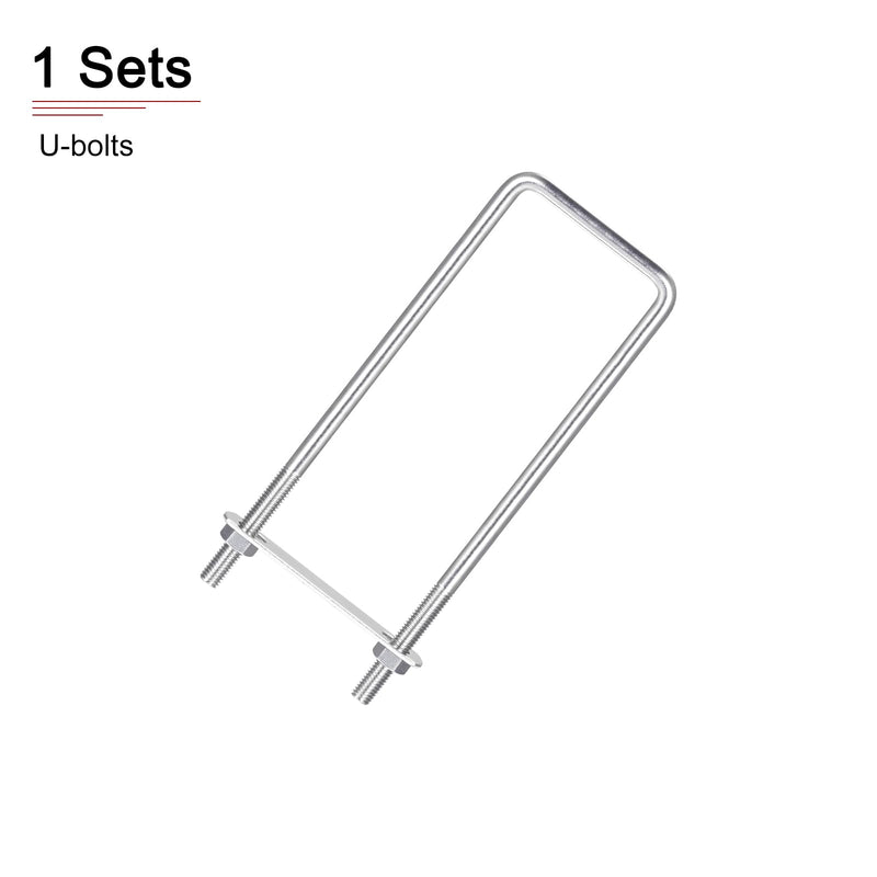 [Australia - AusPower] - M8x60x200mm(ThreadxWxL) Square U Bolt - 1Pack - Good for Trailer Pipe Replacement Parts - 304 Stainless Steel U Shape Bolts M8x60x200mm 