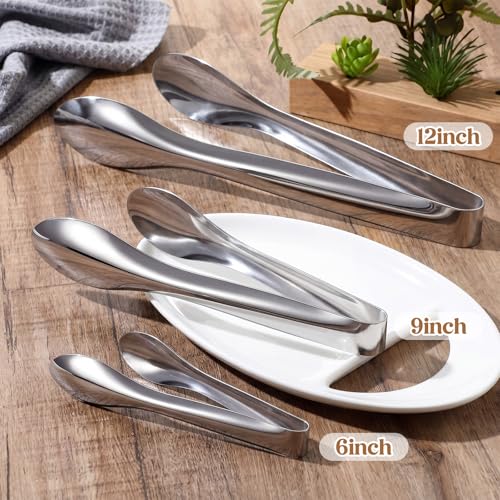 4 Pack Silver Polished Serving Tongs 9 Inch 4