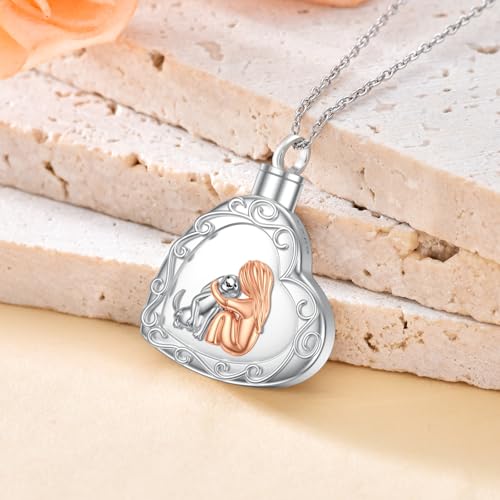 Urn Necklaces for Ashes 925 Sterling Silver Cremation Necklace Ash Pendant Memorial Jewelry Keepsake Gifts for Women 2-2-Dog
