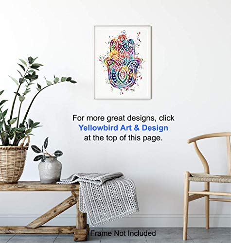 Hamsa Hand of Fatima Wall Art Print - 8x10 Unframed Yoga Studio Decor
