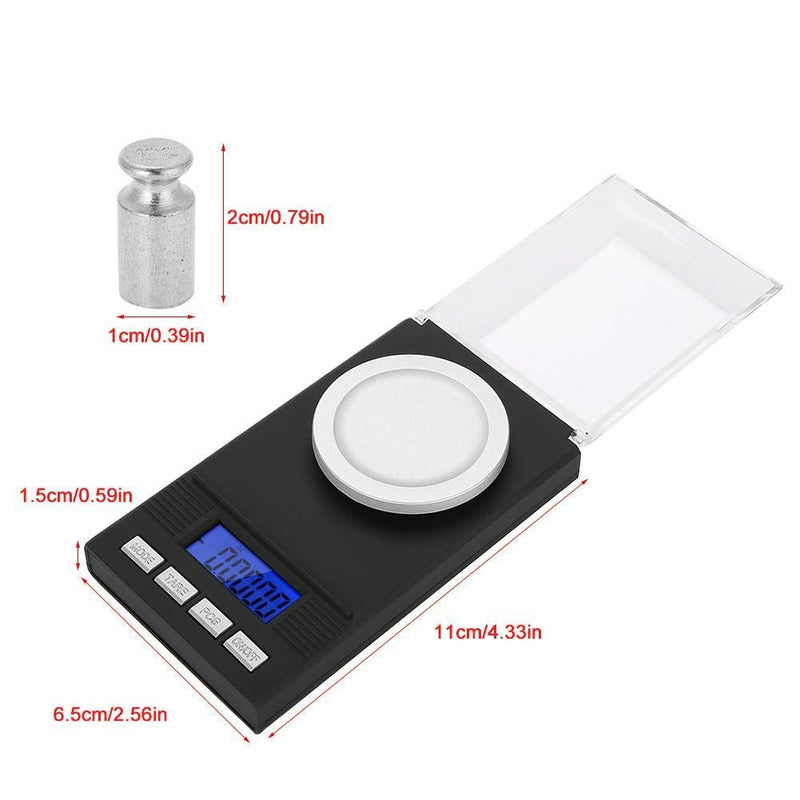 [Australia - AusPower] - Digital Milligram Jewelry, LED Digital Display Mini Portable High Precision 0.001g Pocket Jewelry with Calibration Weights Tweezers and Weighing Pans (10g) 