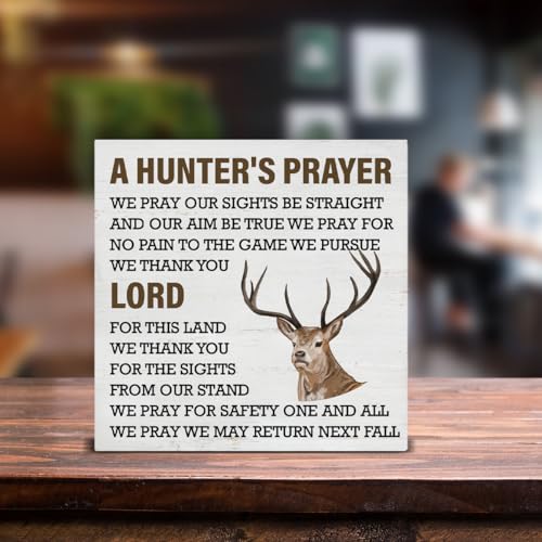 Hunting Decor, Deer Decor, Hunter's Prayer Wood Sign Home Living Room Desk Shelf Wall Table Decoration