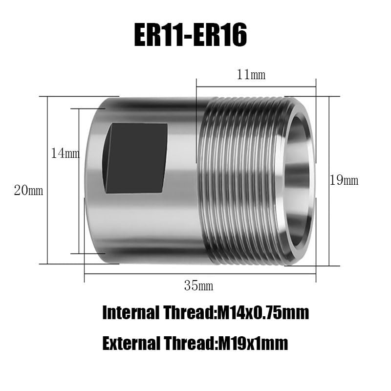 [Australia - AusPower] - 1pc Adapter Er11-Er16 Extension Rod Spindle Motor Rotor Engraving Machine Spindle Motor Shaft Sleeve ER11-ER16(Without Nut) 