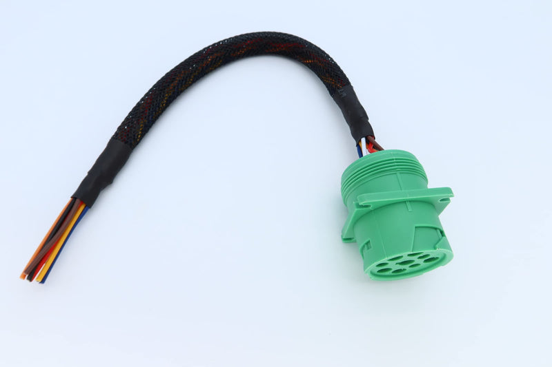 [Australia - AusPower] - Type 2 Green j1939 Pigtail Cable Female 9Pin to Open end Flange 1ft Flange Female Pigtail 