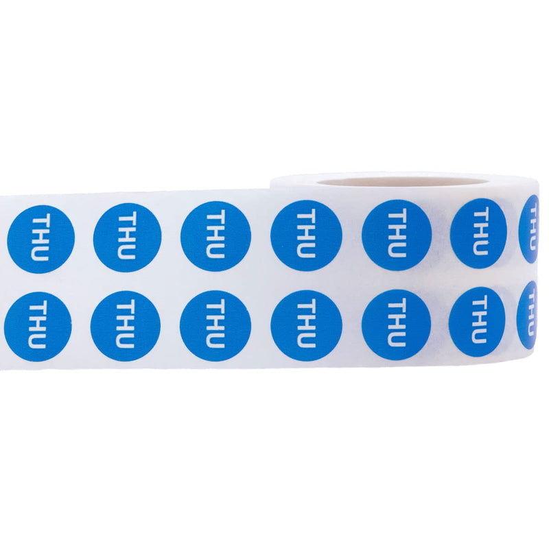 Blue Circle Thursday Stickers – 1/2 Inch Round Adhesive Labels, 1000 Total Stickers Per Roll for Inventory, Food Rotation, Organization, and Retail – Made in the USA