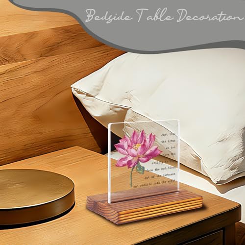 Lotus Flower Inspirational Desk Sign for Women Men, Motivational Acrylic Office Decor with Positive Healing Quote, Encouragement Gift for Coworker Friend Therapist Teacher, Spiritual Desk Plaque EC432