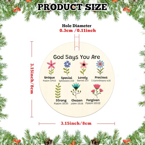 Faith Based Gift Christian Wooden Ornaments for Women Inspirational Gifts for Women Religious Gifts for Sister Friend Daughter Mom Baptism Christmas Ornament Christening Communion Gift for Girls