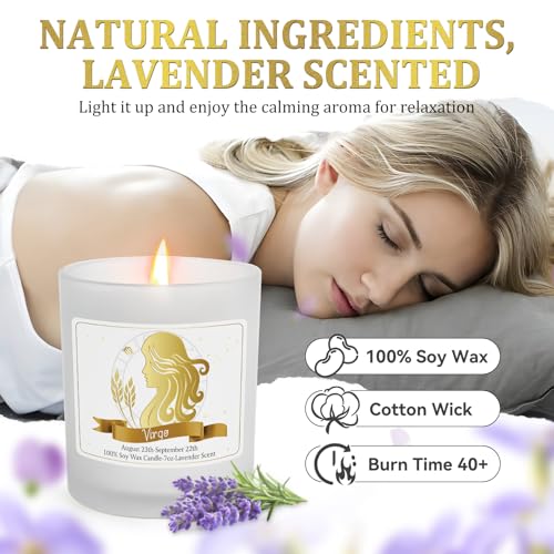 Virgo Gifts for Women,Zodiac Scented Candles with Crystals and Healing Stones,Virgo Gifts for Birthday,Graduation,Retirement,Meditation Yoga.Best Gift for Her,Mom,Sister,Teacher,Friends Virgo