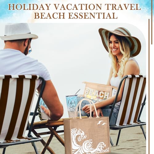 6 Pcs Beach Gifts Set for Women Bag Tumbler Keychain, Classic