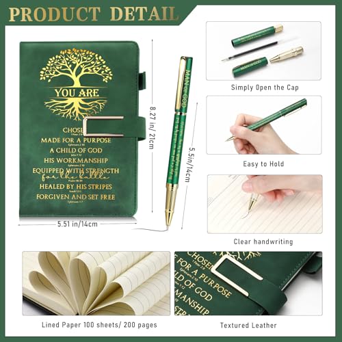 Pickmesh 3 Pcs Christian Men Gift Journal Mug Pen, Man of God, Dark Green You Are