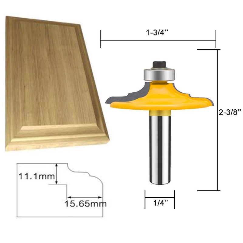 TAIWAIN Router Bit Set 4PCS 1/4 Inch Shank Door&Drawer Front Edging Bits, Miter Frame Crown Molding Wood Milling Cutter Router, Woodworking Miter Carbide CNC Cutting Tool for Woodwork(F-1-4MG) 4