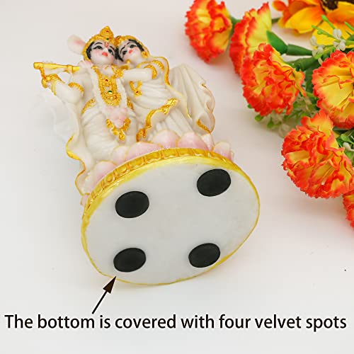 alikiki Hindu Radha Krishna Idols Statue- 5.7”H Marble Look Indian God Krishna Radha Sculpture for Diwali Puja Wedding Gift Home Office Mandir Temple Altar Shrine Decor