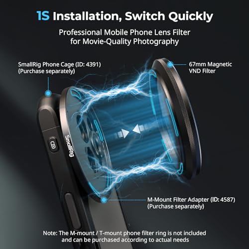 SmallRig 67mm Magnetic VND Phone Filter, ND2-ND32, with Filter Ring VND ND2-ND32 (1-5 Stops)+Threaded Ring