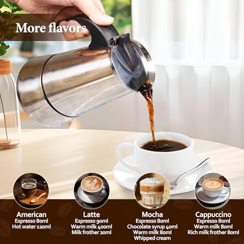 2 Cup Stainless Steel Moka Pot Stovetop Espresso Maker 2 Cup 100ml