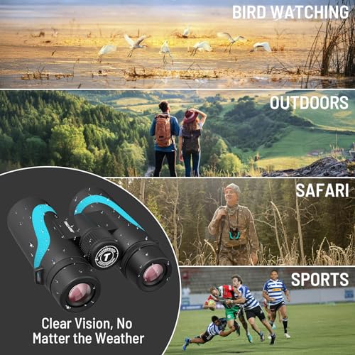 15x55 UHD Binoculars for Adults High Powered with Phone Adapter - Large View, BAK4 Prism, Waterproof, Lightweight for Bird Watching, Hunting, Cruise, Travel, Camping (Blue) Blue
