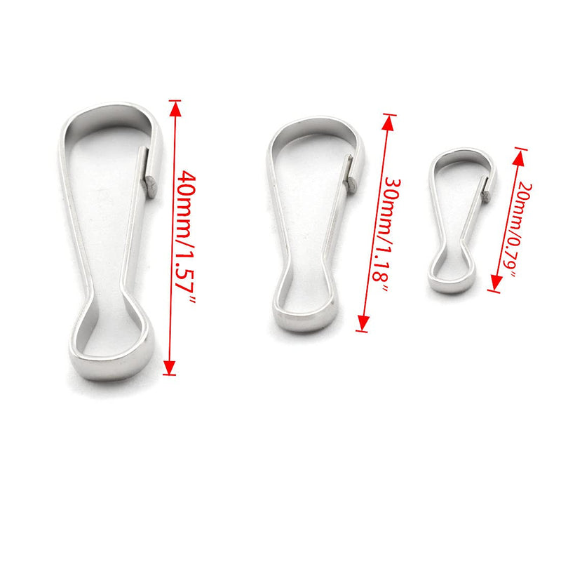 [Australia - AusPower] - 60pcs Metal Spring Hook Buckles Nickel Plated Snap Hanging Clip for Zipper, Key Chain, Plant Hanger etc. (20x 20mm & 20x 30mm & 20x 40mm), (SPRING-HOOK-3SIZE-60) 