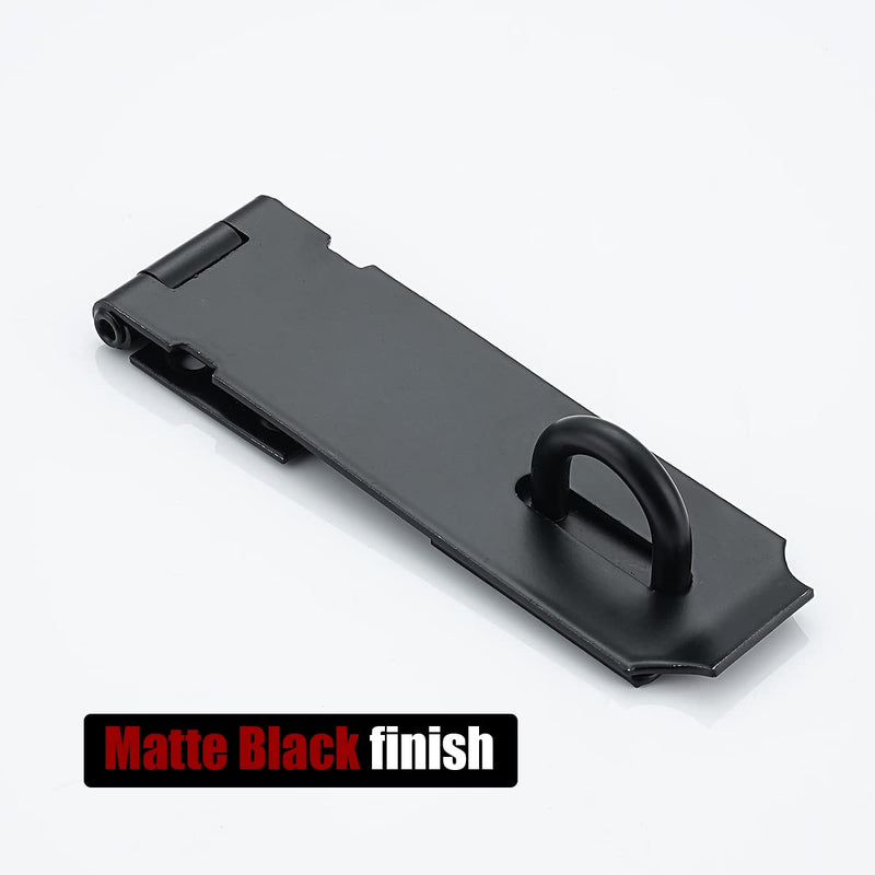 [Australia - AusPower] - JQK Door Hasp Latch Lock, 5 Inch 304 Stainless Steel Safety Packlock Clasp Thickness 1.9 mm, Matte Black 2 Pack, DL130-PB-P2 5Inch-Black 