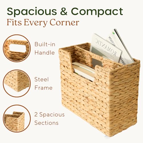 Chi An Home Wicker Magazine Basket Water Hyacinth Handwoven Magazine Holder