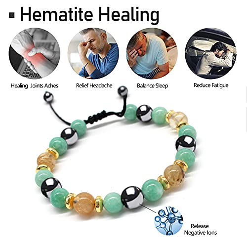 Hion Triple Protection Bracelet- For Maximum Lucky Money Wealth,Healing and Wealth Building，Energy Healing Bracelet Relief Hematite Bracelet Set for Men Women…