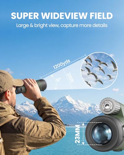 15x65 Monoculars for Adults High Powered 65mm Waterproof Fogproof Telescope Green