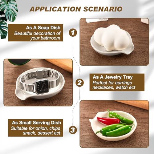 Bokon 8 Pack Ceramic Spoon Rest with Holder, 3.58 Inch Utensil Rest, White