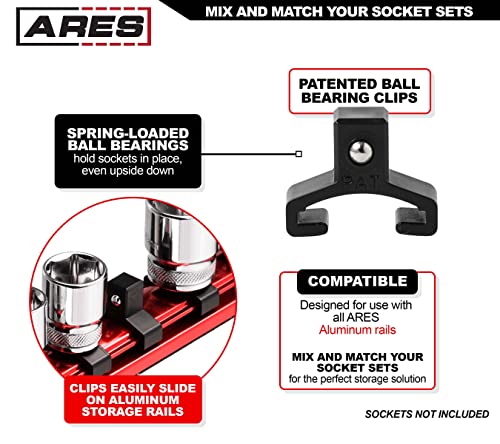 ARES 1/4-inch magnetic socket organizer rail, 12-inch tool tray for 1/4-inch drive sockets
