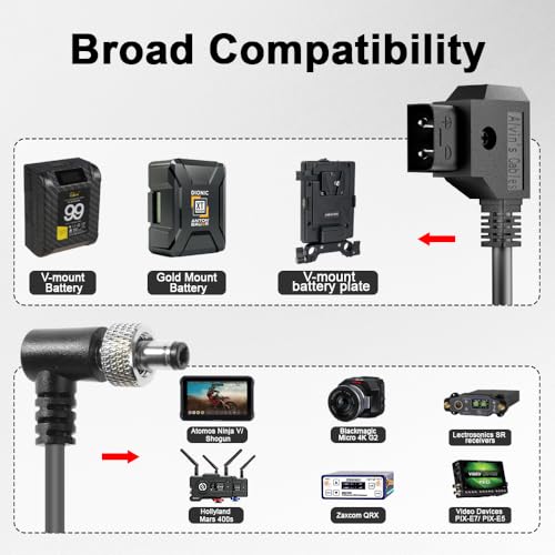Alvin's Cables Atomos Monitor Power Cable Right Angle Locking DC 5.5 2.1 for Touchscreen Display Video Devices PIX-E7 PIX-E5 Hollyland Mars 400s 23.6in Right angle DC