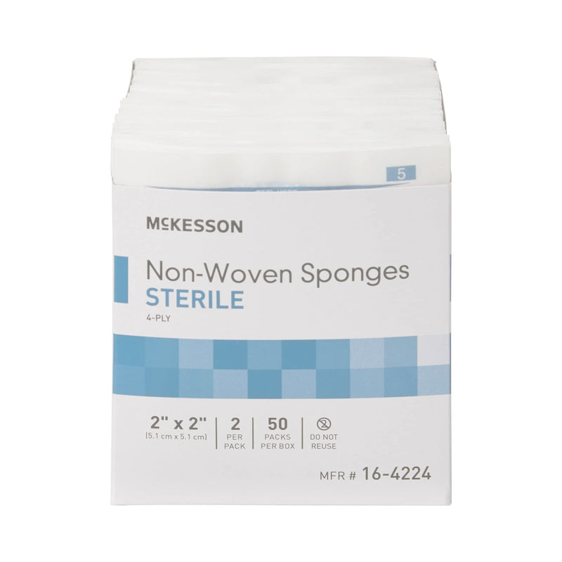[Australia - AusPower] - McKesson Non-Woven Sponges, Sterile, 4-Ply, Polyester/Rayon, 2 in x 2 in, 2 per Pack, 50 Packs, 100 Total 2 X 2 Inch ( 100 Count ) 