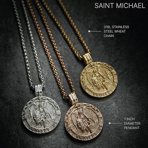 Forge & Foundry Men's Handcrafted Religious Pendant Necklace Gold - Saint Michael