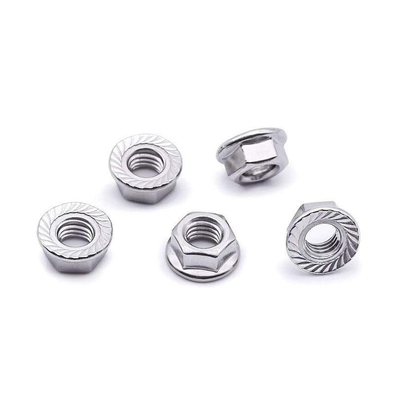 [Australia - AusPower] - M10-1.5 (10 pcs) Serrated Flange Hex Nuts, Hexagon Flange Nuts 304 Stainless Steel 18-8, Bright Finish, Full Thread, DIN6923 M10-1.5 10 