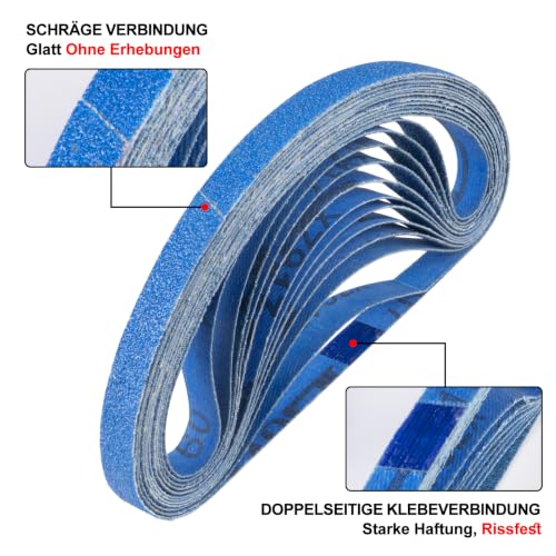 Pack of 30 Sanding Belts 10 x 330 mm Grit 60/80/120/240/400 | Zirconia corundum sanding belts for belt sanders for grinding, rust removal, sharpening and filing