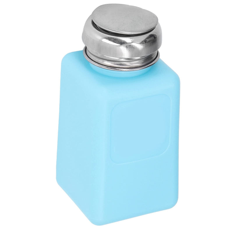 [Australia - AusPower] - gernie 200ML Push Down Alcohol Dispenser Pump Bottle Methanol Container ESD Safe Antistatic Solvent Dispenser with Stainless Steel Press Head for Acetone IPA Solvent (BLUE) Blue 