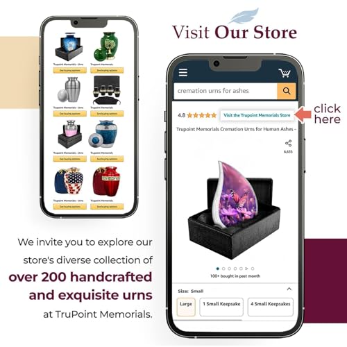 Trupoint Memorials Small Urns for Human Ashes Keepsake, Decorative Mini Cremation Urn for Adult Men & Women – Small, Purple Blue Butterfly Teardrop Purple Butterfly