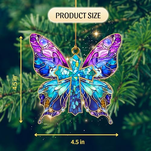 Butterfly Religious Ornament – Beautiful Butterfly Hanging Decoration, Christian Christmas Ornament, Religious Gift, Handmade Keepsake 2025, Gift for Nature Lovers, Women, Spiritual Decor 04 - Butterfly