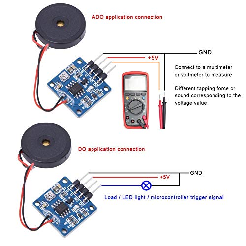 Vibration Switch Module 5.0V DC AD/DO 0.8 x 0.8 Inch Piezoelectric Vibration Tapping Sensor Module
