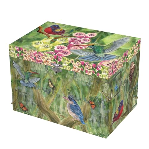 Enchantmints Birds On A Breeze Musical Jewelry Box Bird Spins to Brahms Waltz 3 Pullout Drawers Treasure Storage