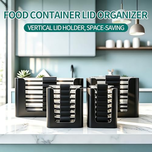 Lids Organizer for Rubbermaid Brilliance,Fits 9.6,4.7 & 3.2,0.5,1.3 Cups Black,4-Piece Bundle