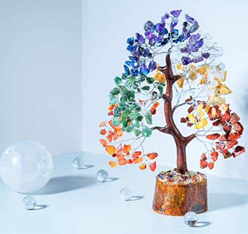 7 Chakra Crystal Tree of Life with Bracelet & 2 Pendants Feng Shui Bonsai 002 Seven Chakra (Silver Wire)