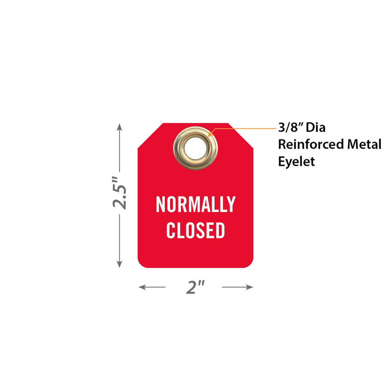SmartSign Normally Closed 2 Sided Valve Tag | 2" x 2.5" Plastic, Pack of 5, Made in USA